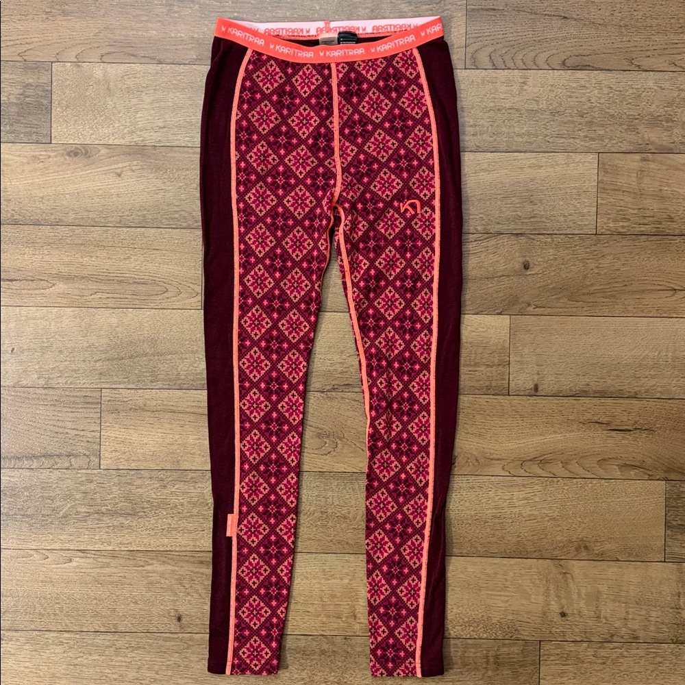 Kari Traa Size Small High Waisted Baselayer Leggings Warm Pants 100% Merino Wool